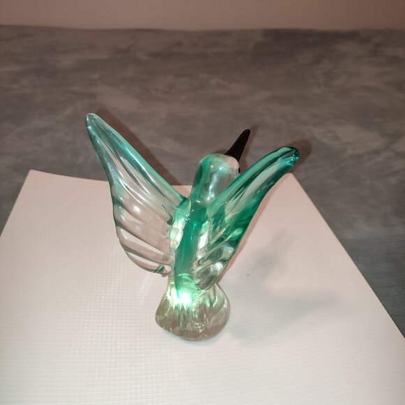 Glass Art Hummingbird Bird Colibri Teal Home Decor Office Vintage - Picture 4 of 11